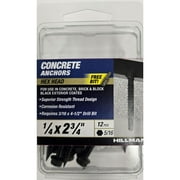 Hillman Concrete Screw Anchors, 1/4 x 2-3/4", Steel, Corrosion Resistant, Black, 12 sets