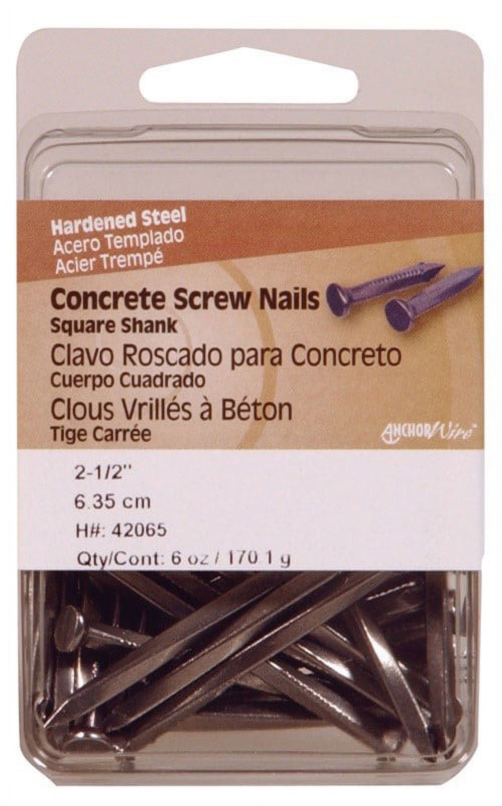 Hillman Concrete Screw Nails 2-1/2 " Square Steel Clamshell Pack of 5 - image 1 of 2