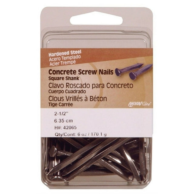 Hillman Concrete Screw Nails 2-1/2 " Square Steel Clamshell Pack of 5