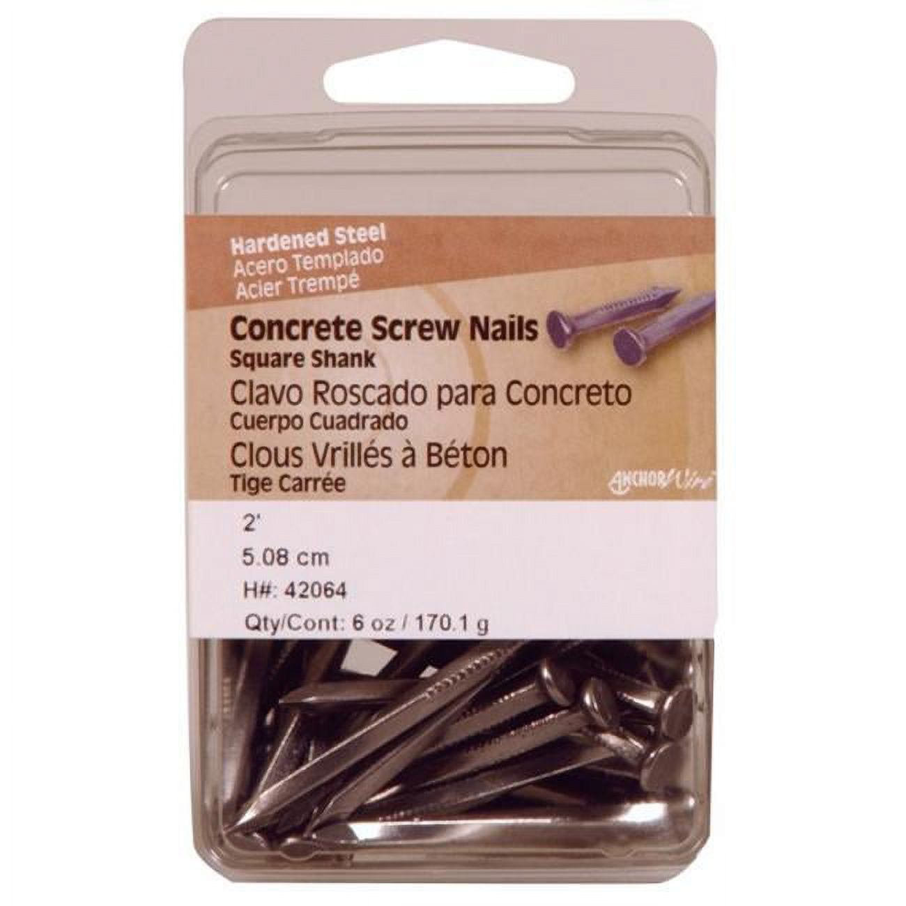 Hillman Concrete Screw Nails 2 " Square Steel Clamshell Pack of 5 - image 1 of 2