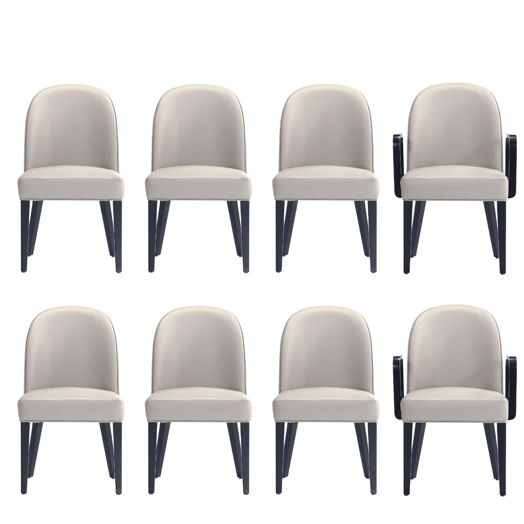 Hillman Light Gray Faux Leather Upholstered Arm Chair Set with Wood Frame