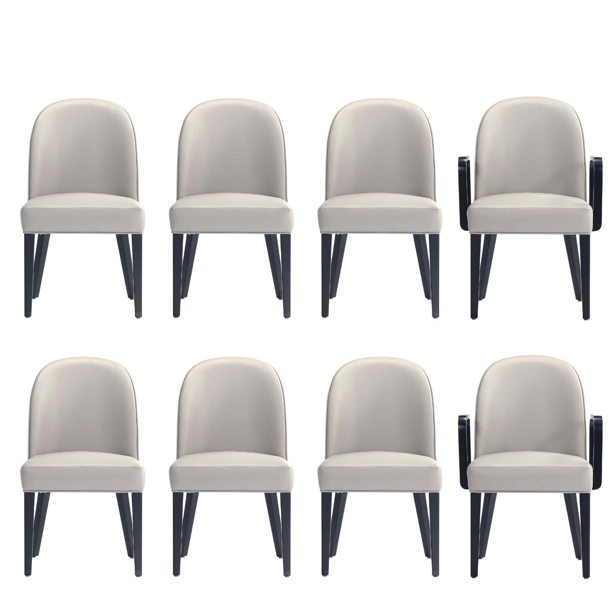 Hillman Light Gray Faux Leather Upholstered Arm Chair Set with Wood Frame