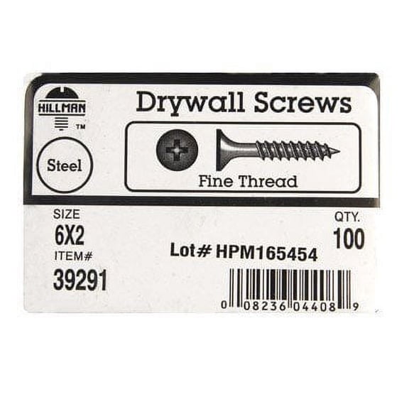 Hillman Drywall Screws No. 6 X 2 " Black Phosphate Coated Phillips Fine Steel
