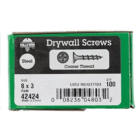 Hillman Drywall Screws No. 8 X 3 " Black Phosphate Coated Phillips Coarse Steel