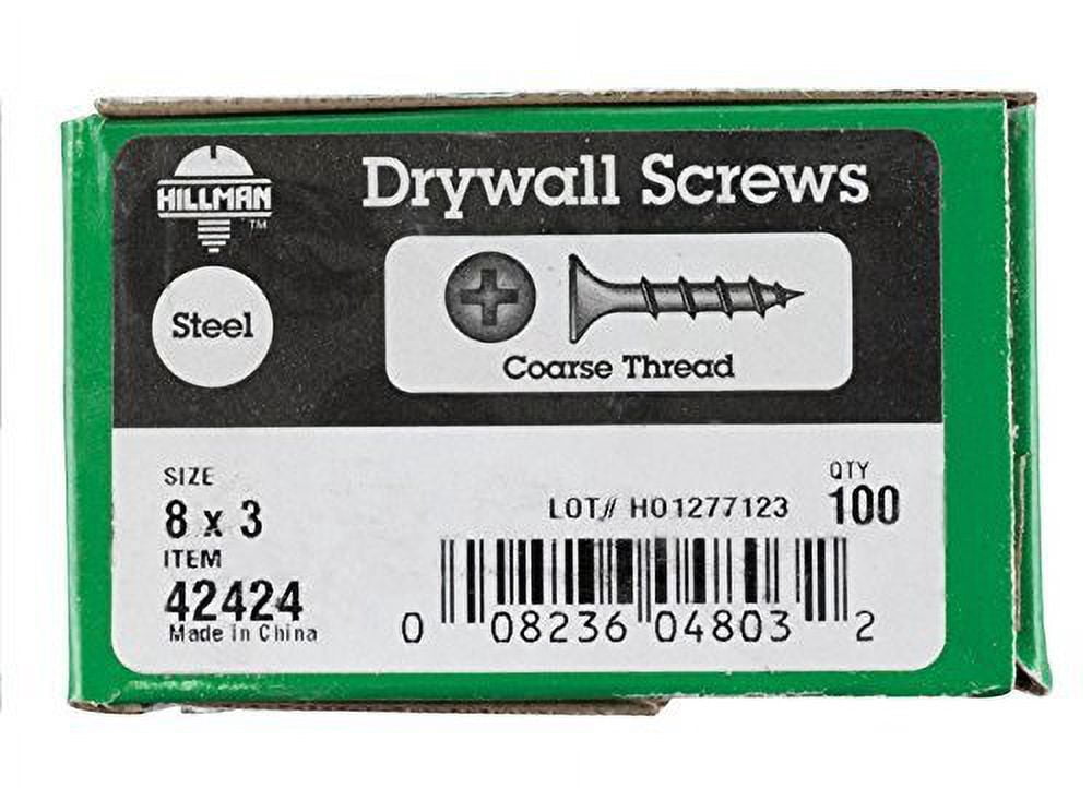 Hillman Drywall Screws No. 8 X 3 " Black Phosphate Coated Phillips Coarse Steel