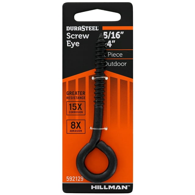 Hillman Durasteel Eye Bolt 5/16" x 4, Outdoor Eye Bolt, Black, Steel, 1