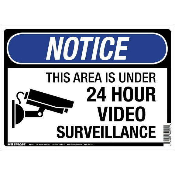 Hillman Group 842051 10 x 14 in. Under Surveillance Sign White - 6 Piece66