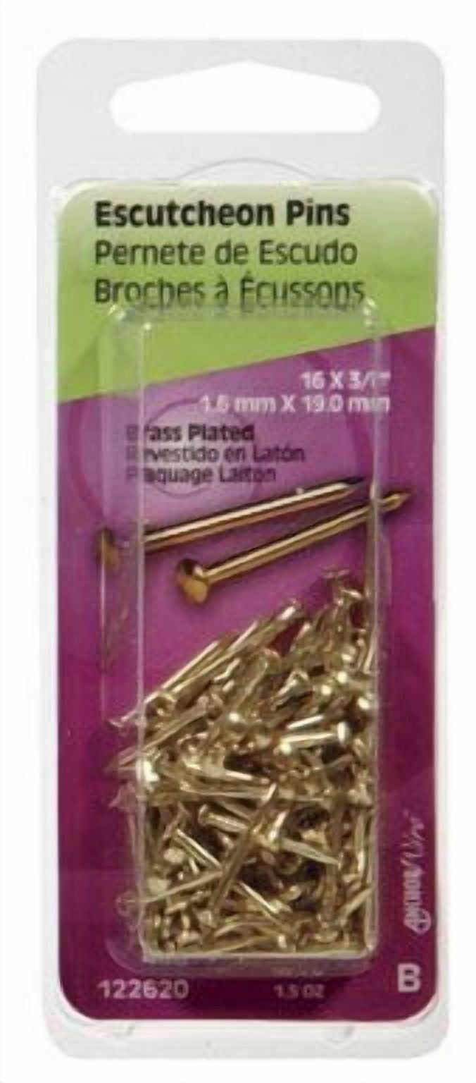 Hillman Escutcheon Pin 3/4 " Brass Plated Brass 16 Ga Viewpack 1.5 Oz