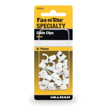 Hillman Fas-N-Tite Interior Specialty Cable Clips, Steel, White, M5 Diameter, 590902, 20 Pack