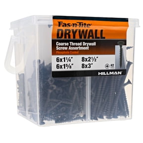Fas-n-tite Coarse Thread Drywall Screw Assortment, 4 Sizes, Steel, Black Phosphate, 420 pack