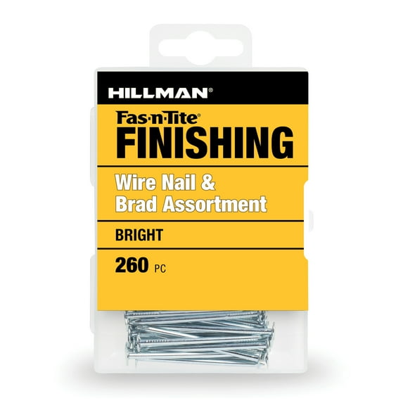 Fas-n-tite Wire Nail and Brad Assortment Kit, Various Sizes, Steel, Bright, Silver, 260 pack