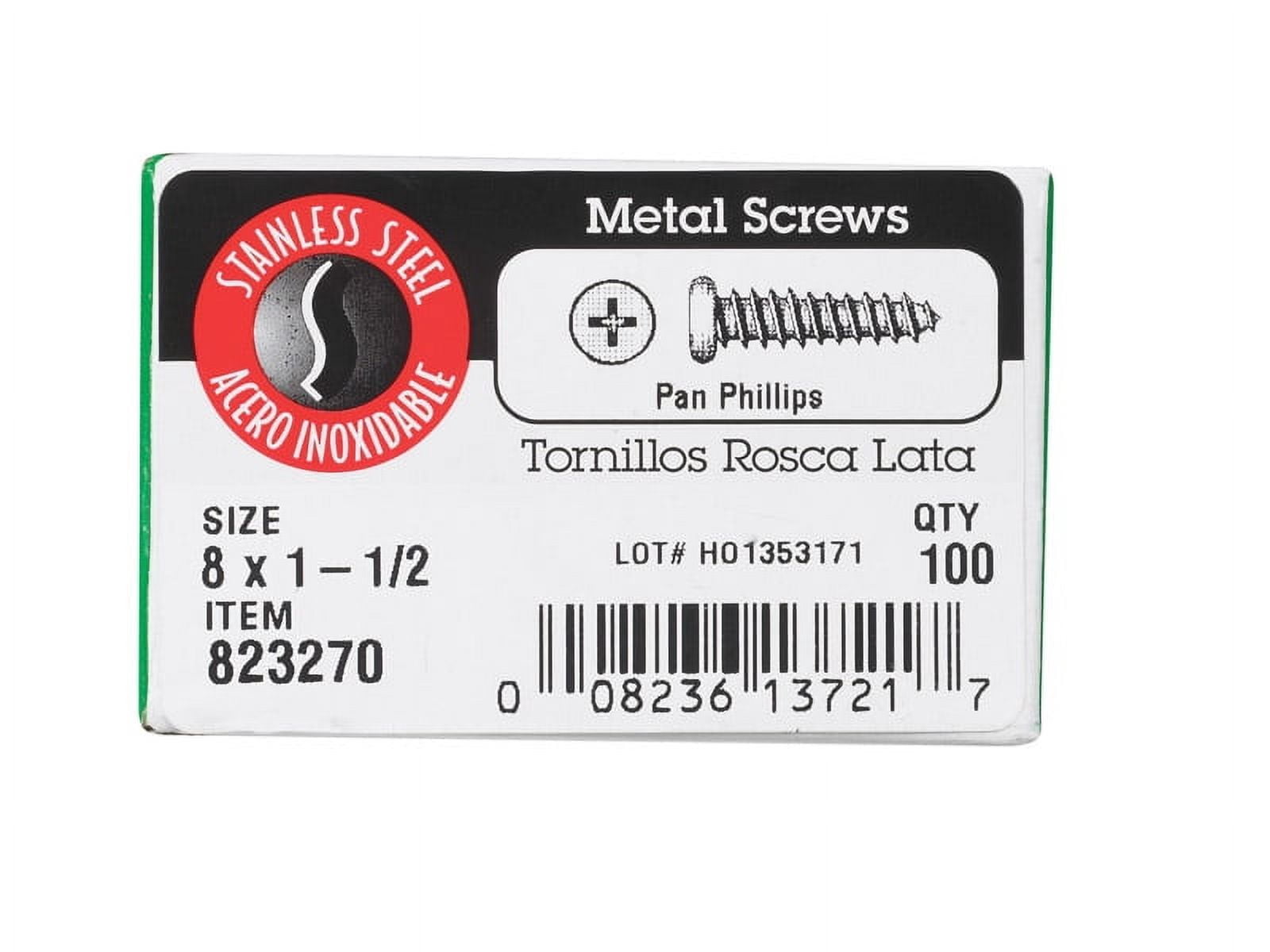 The Fastener Center 8x1-1/2 Ss Metal Screw 823270 - Walmart.com