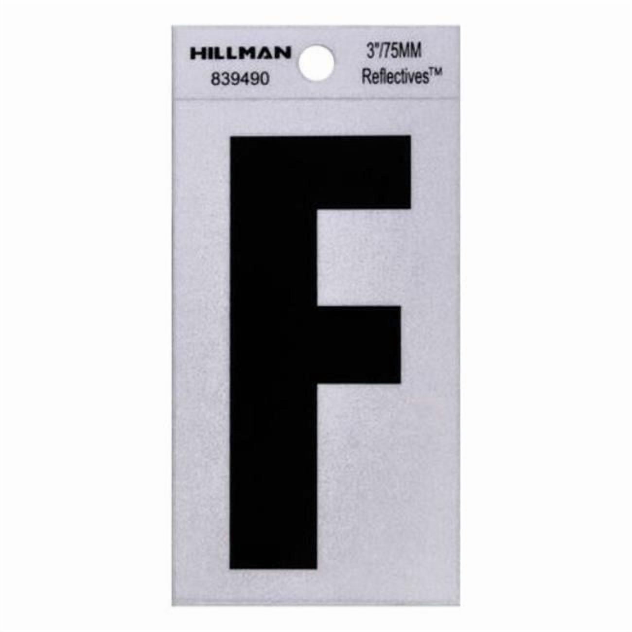 Hillman Fasteners 101337 3 in. Thin Adhesive Letter F, Black - Pack of 6