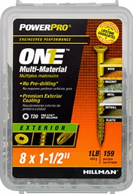 Hillman Fasteners 116826 Power Pro ONE Multi-Material Screws, #8 x 1-1/2"