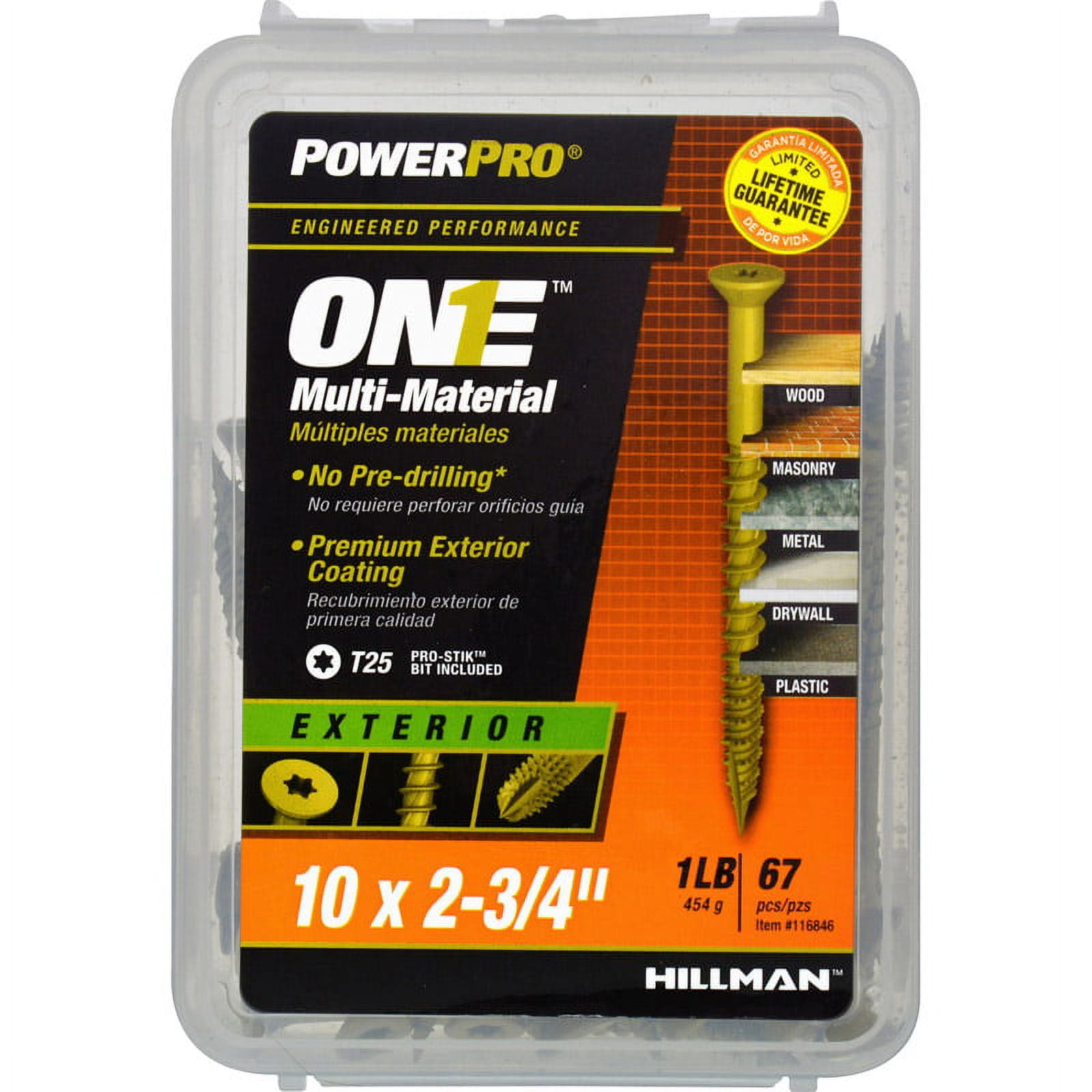 Hillman Fasteners 116846 Power Pro ONE Multi-Material Screws, #10 x 2-3/4"