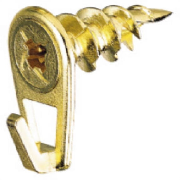 Hillman Fasteners 122400 Brass Wall Driller Picture Hooks- 10 Count