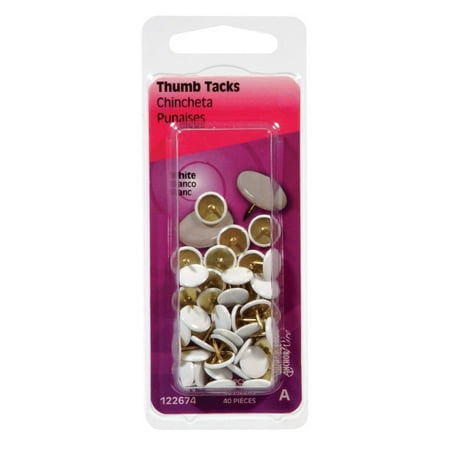 Hillman Thumb Tacks White 40pc