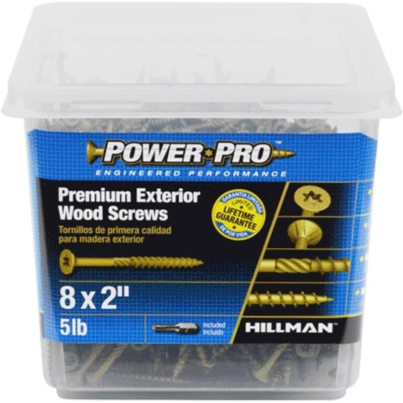 Hillman Fasteners 195996 2 in. x 8 Power Pro Ceramic Exterior Screws - Bronze, 5 lbs