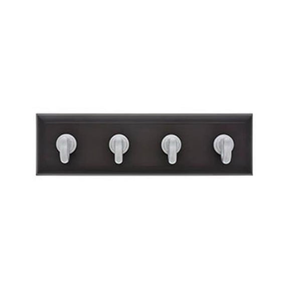 Hillman Fasteners 230044 10 lbs Espresso Key Rail with Silver Hooks