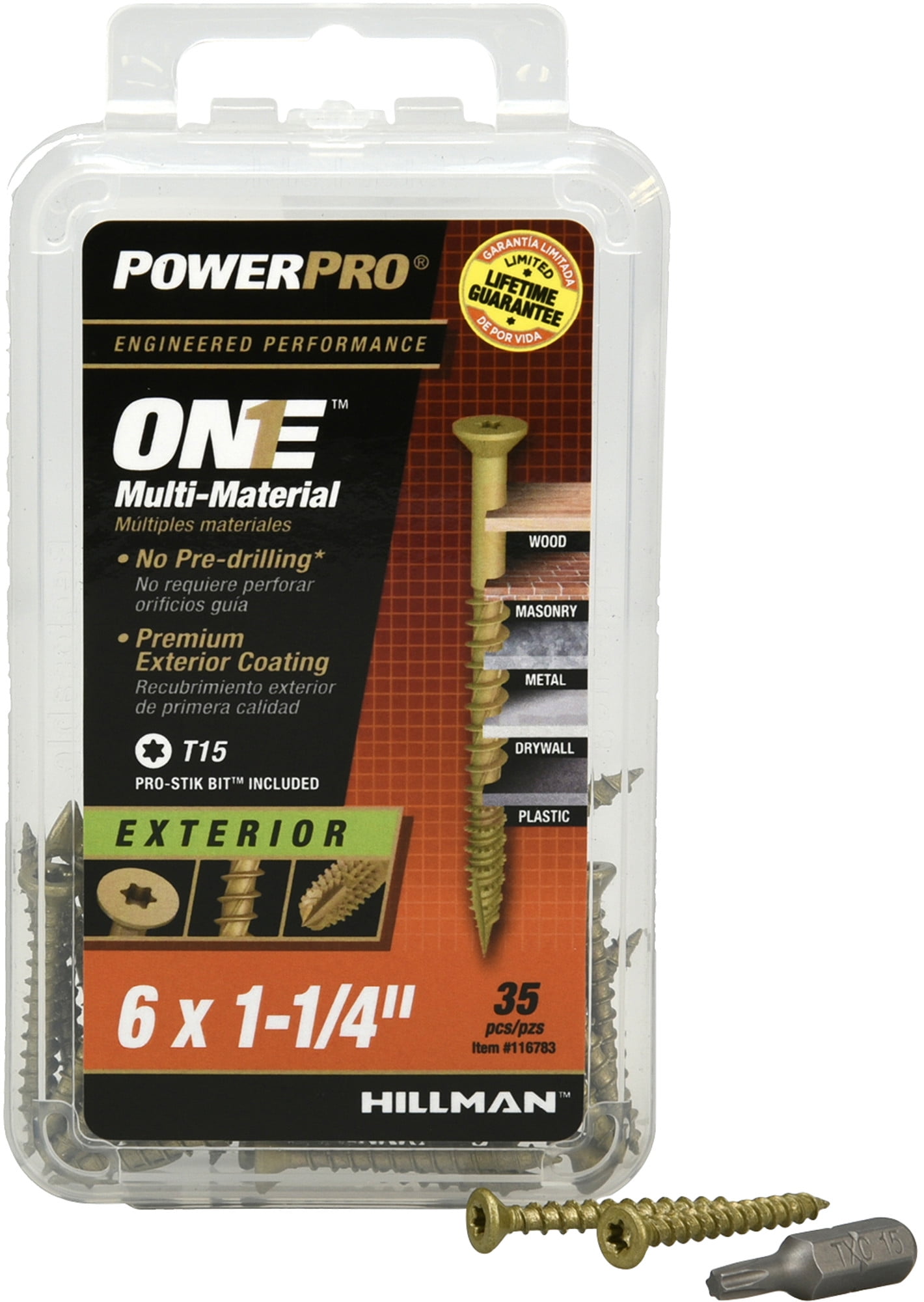 Power Pro Exterior Multi-Material Screws, #6 x 1-1/4", Steel, Epoxy, Bronze, 35 pack