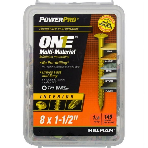 Hillman Fasteners 240692 8 x 1.5 in. Interior Wafer Head One Screw - Yellow Zinc  Pack of 149