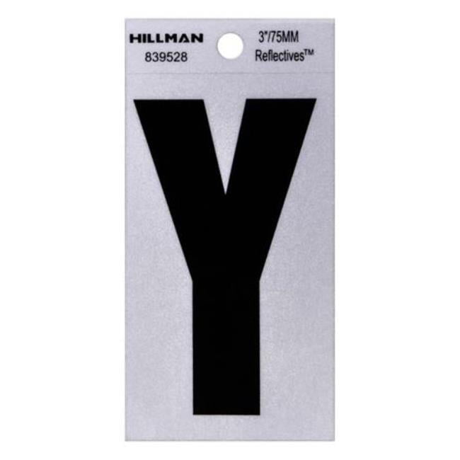 Hillman Fasteners  3 in. Thin Adhesive Letter Y, Black - Pack of 6