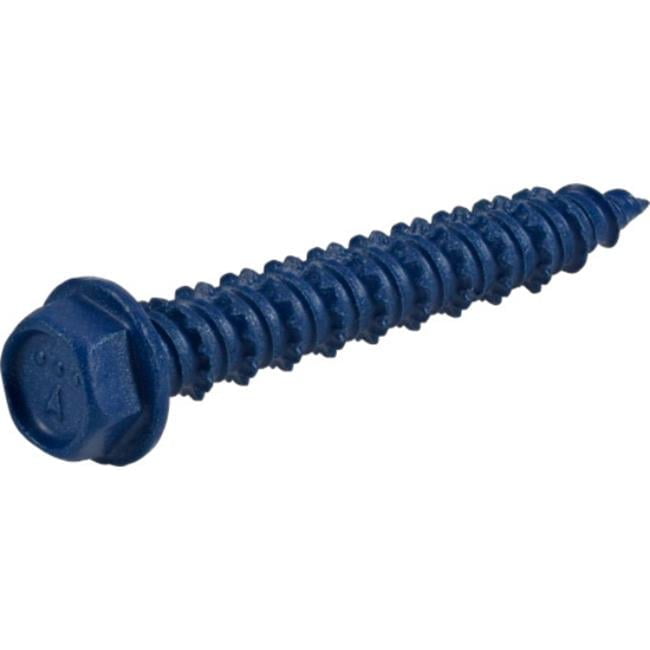 Hillman Fasteners 376500 0.188 x 1.25 in. Power Pro Blue Hex Washer-Head Concrete Screw Anchors - Blue
