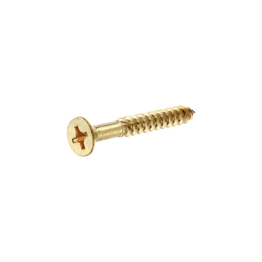 HILLMAN FASTENERS #10 x 1-1/4-Inch Phillips Flat-Head Brass Wood Screws, 100-Pack 385752