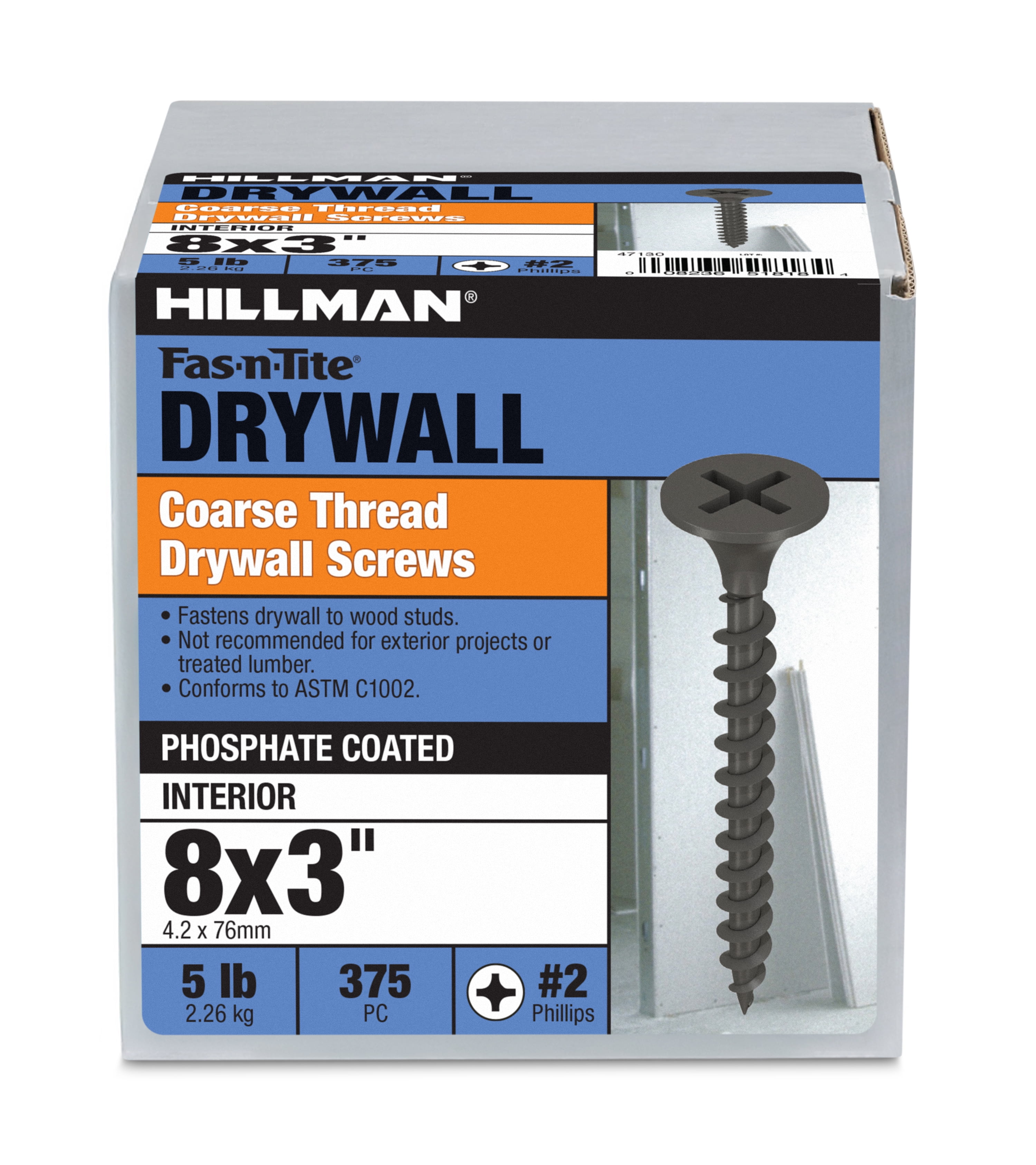 Hillman Fasteners No. 8 x 3 in. Coarse Thread Phillips Drywall Screws, 5 lb Box
