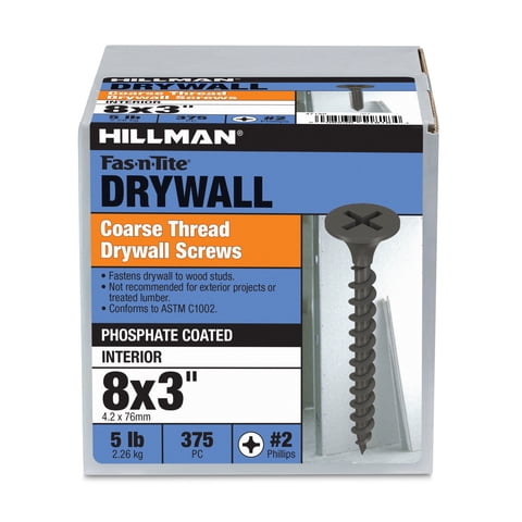 Hillman Fasteners No. 8 x 3 in. Coarse Thread Phillips Drywall Screws, 5 lb Box