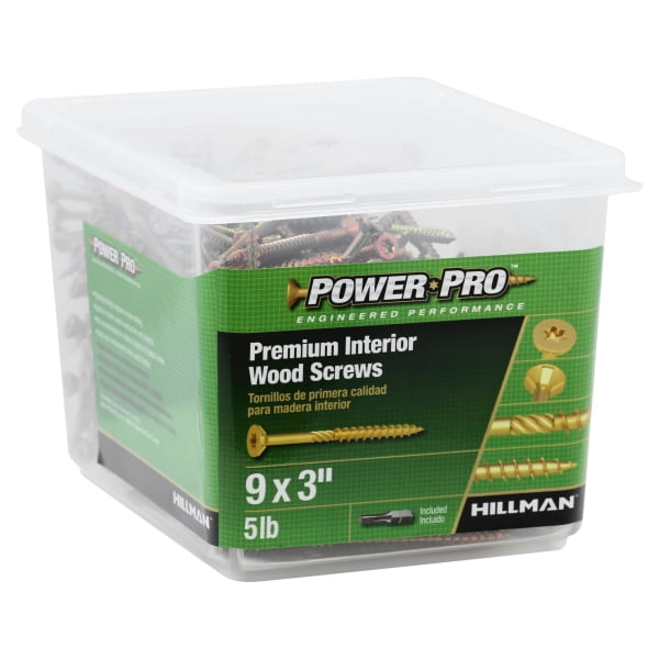 Hillman Fasteners 48592 5 lbs. 9 x 3 in. Zinc & Yellow Dichromate Star Drive All Purpose Wood Screws