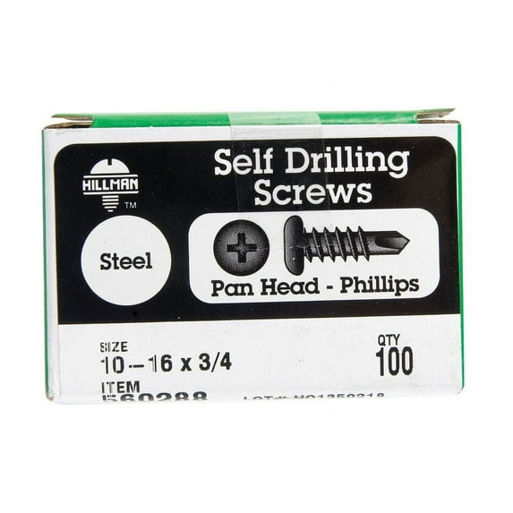 Hillman #10-16 X 3/4In Zinc Pan Phillips Self Drilling Screw 100Pk