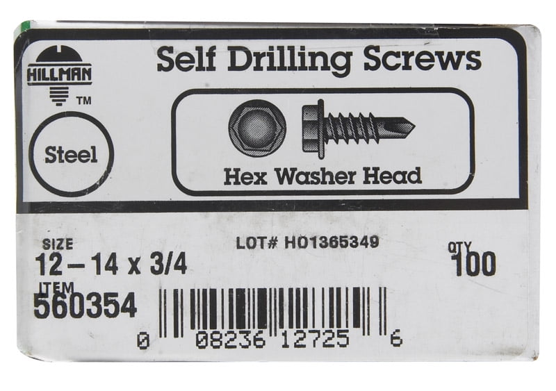 StrongPoint H1248I Unslot Indent Hex Wash Head Screws - 12-14 X 3 Inch, #3 Point, Box Of 50