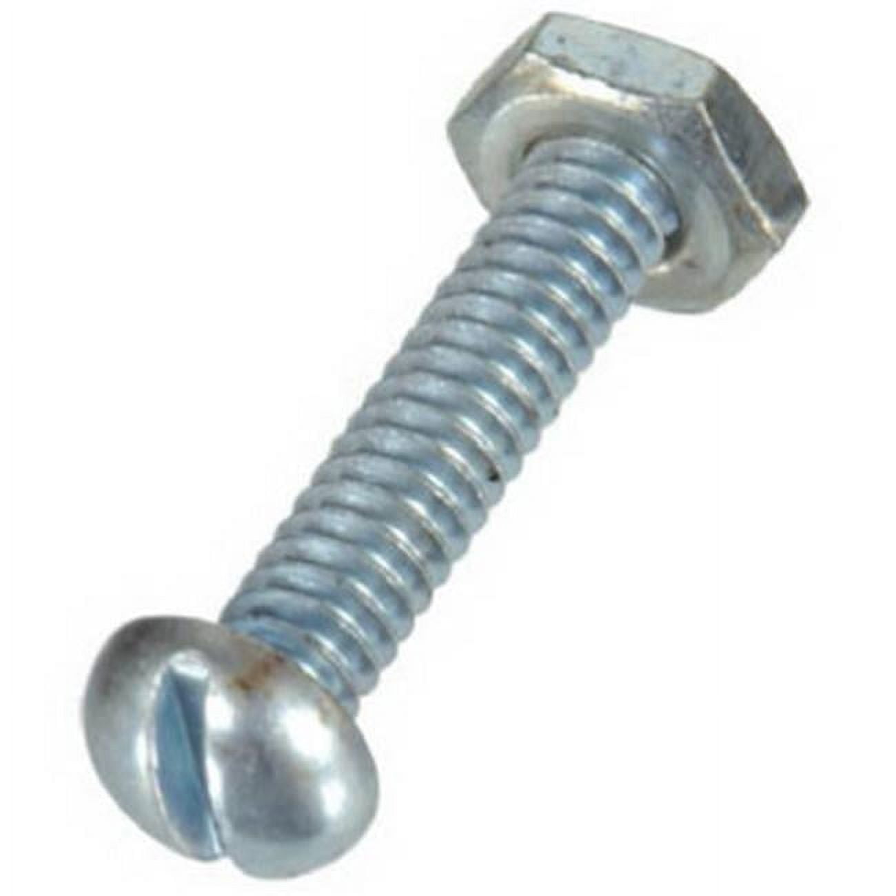 Hillman Fasteners 7734 5 Pack, 1.25 x 2 in. Zinc Plated Slotted Round Head Machine Screw With Nut - Pack Of 10