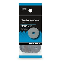 Hillman Fender Washers, 3/16" x 1", Steel, Zinc Finish, Silver, 5 pack
