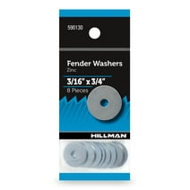 Hillman Fender Washers, 3/16" x 3/4", Zinc Plated, Steel, Pack of 8