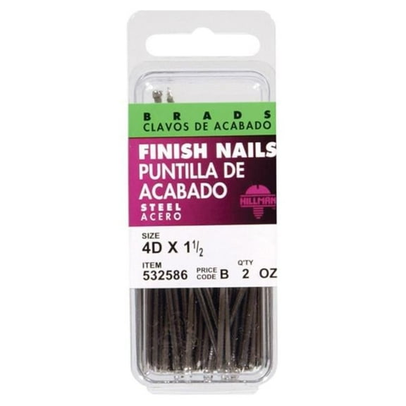Hillman Finishing Nails 6 D Polished Steel Card 60 / Card Pack of 6