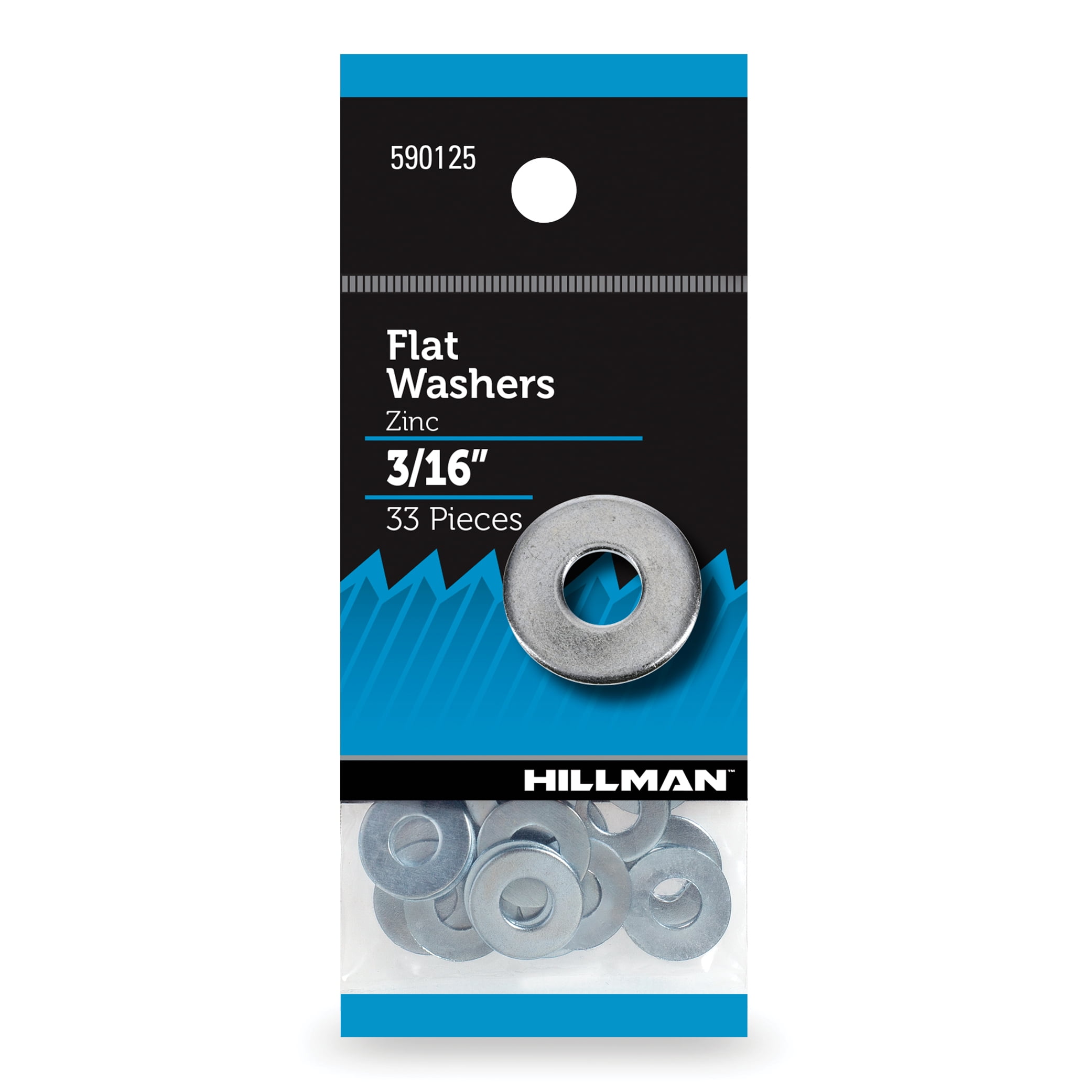 Hillman Zinc-Plated Steel 3/16 in. USS Flat Washer 100 pk Hillman Zinc-Plated Steel 3/16 in. USS Flat Washer 100 pk