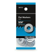 Hillman Flat Washers, 5/16", Steel, Zinc Finish, USS Washers, Silver, 18 pack