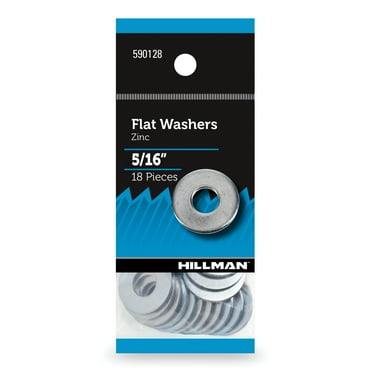 Hillman Flat Washers, USS Washers, 5/16", Zinc Plated, Steel, 18 Pack
