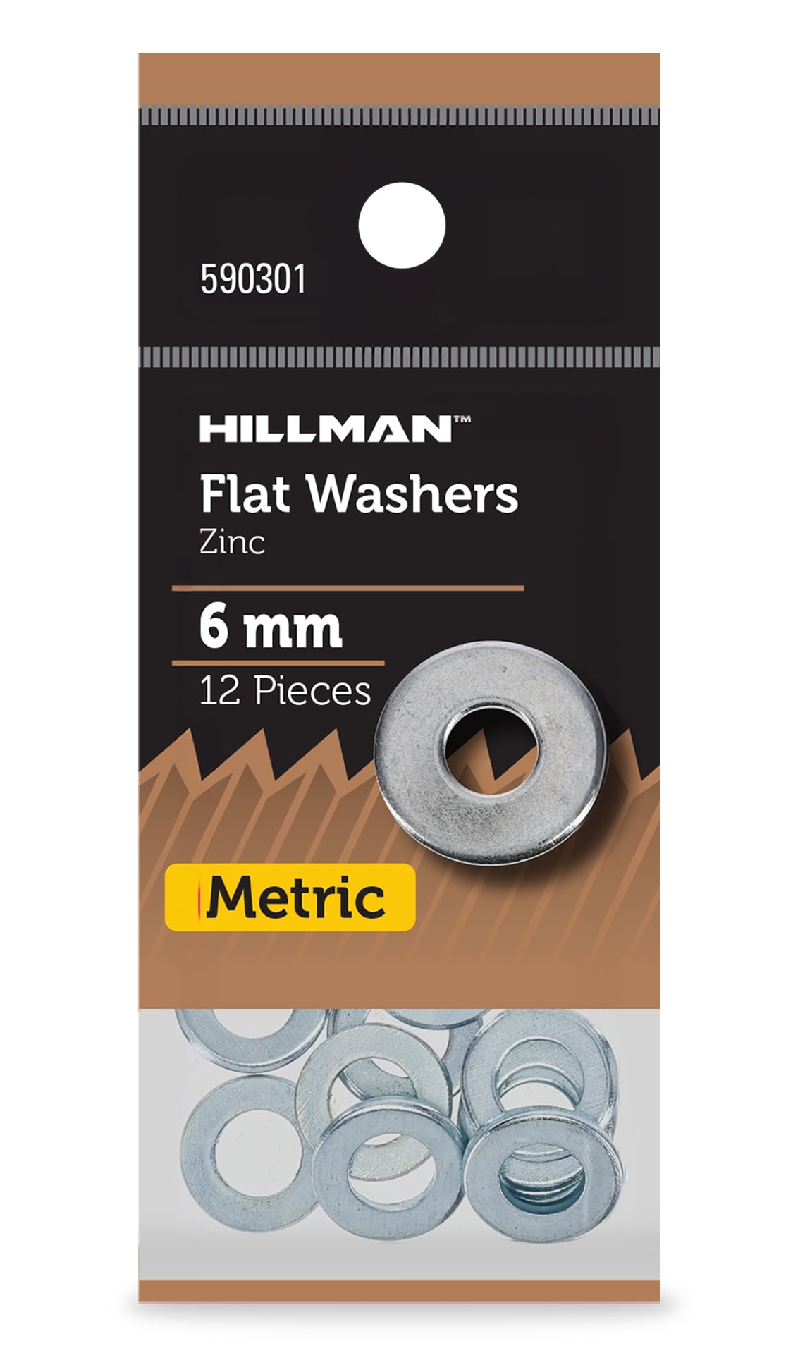 Hillman Flat Washers, USS Washers, 6mm, Zinc Plated, Steel, New, 12 Pieces