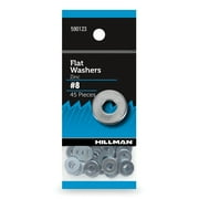 Hillman Flat Washers, USS Washers, #8, Zinc Plated, Steel, 45 Pack