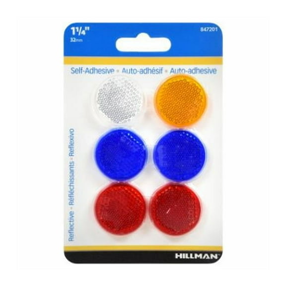 Hillman 1.25 in. Round Assorted Reflectors 6 pk