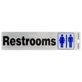 thumbnail image 1 of Hillman Group 839826 2 x 8 in. Nickel Mylar Black & Blue Adhesive Restrooms Sign pack of 6, 1 of 1