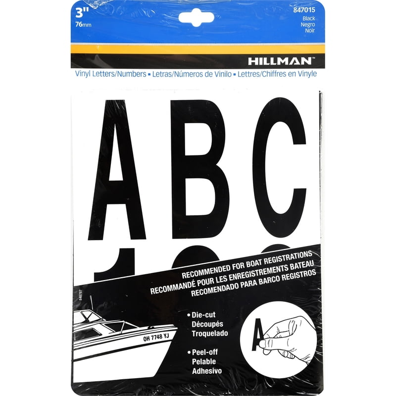 Black Glossy Vinyl Adhesive Letters and Numbers Kit, 3-Inch