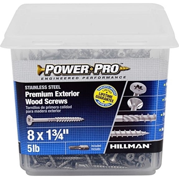 Hillman Group 48625 Power Pro Outdoor Wood Screw, 5 lbs - 8 x 1.75 in.