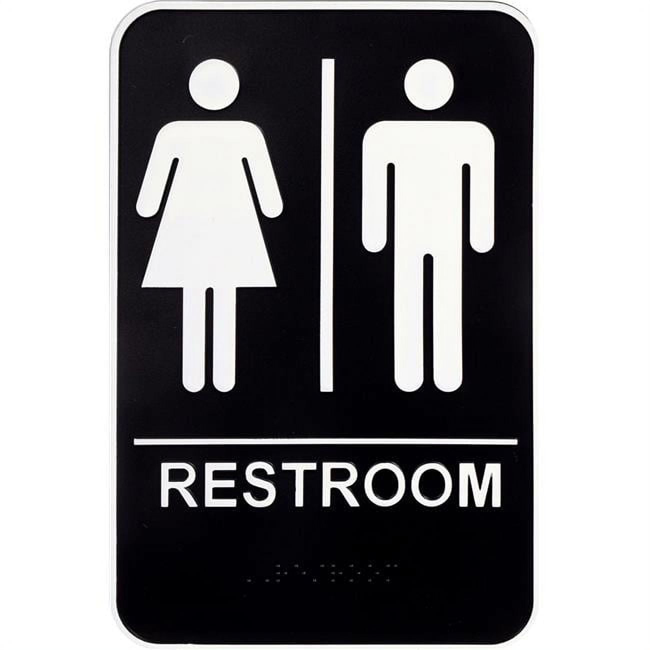 Hillman Group 6 x 9 in. Black & White Plastic Unisex Restroom Sign with ...