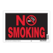 Hillman Group 8" x 12" No Smoking Sign, Black and Red, Plastic - 1 Sign