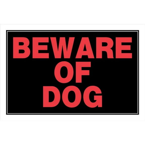 Hillman Group 8 x 12 in. Black Styrene Square Beware of Dog Sign - - Pack of 6 6 Piece