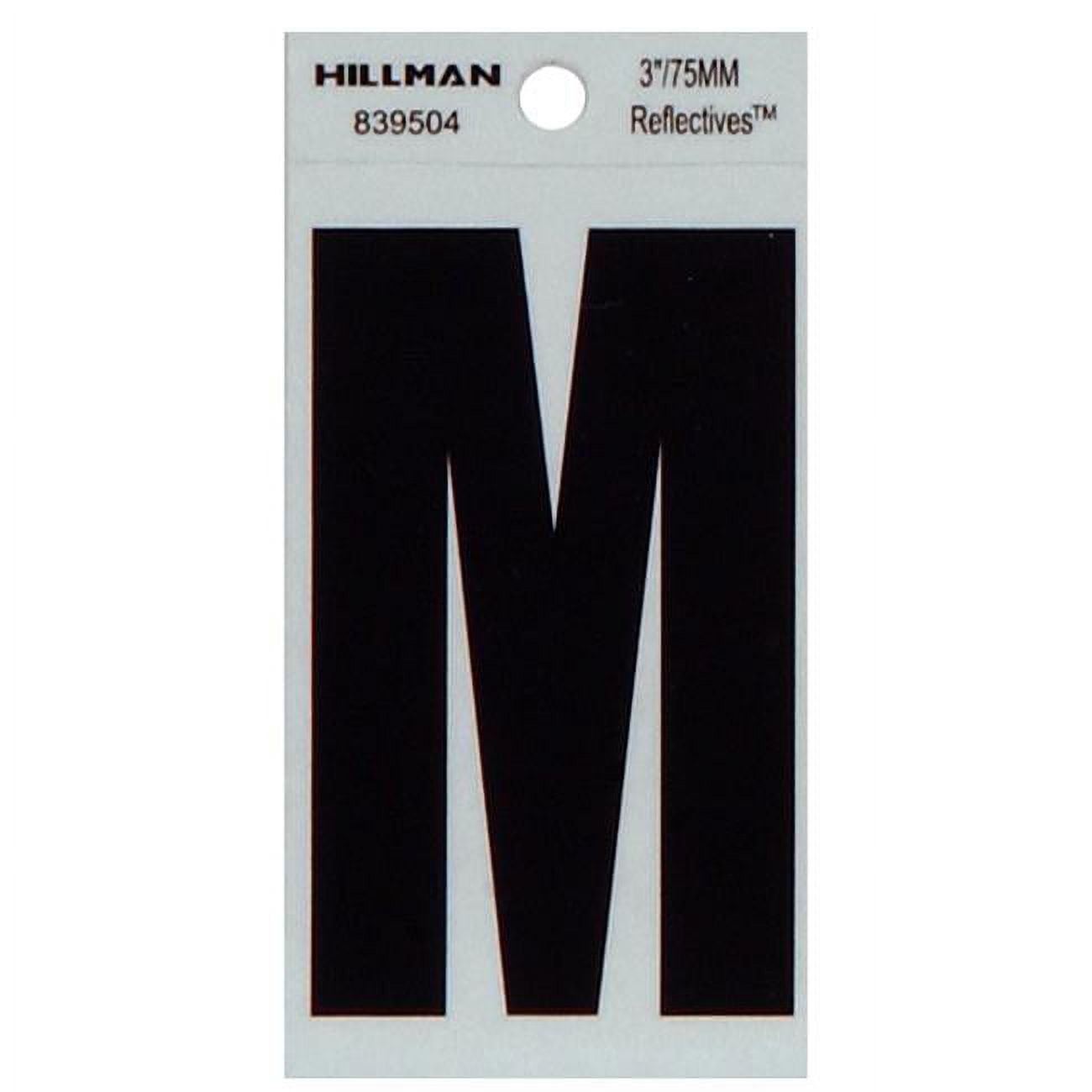 Hillman 839504 Reflective Adhesive House Address Letter M, Thin Cut, Black Vinyl, 3In